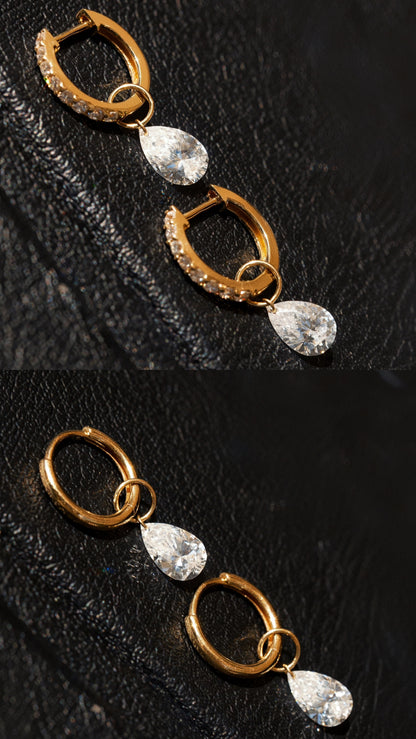 Ruif customized Pirmiana designed Popular style 18K Gold 0.5ct+0.5ct Marquise/Pear Cut Lab Grown Diamond Drop Hoop Earring and Dainty Dangle Hoops For woman and Man Birthday Party Gifts