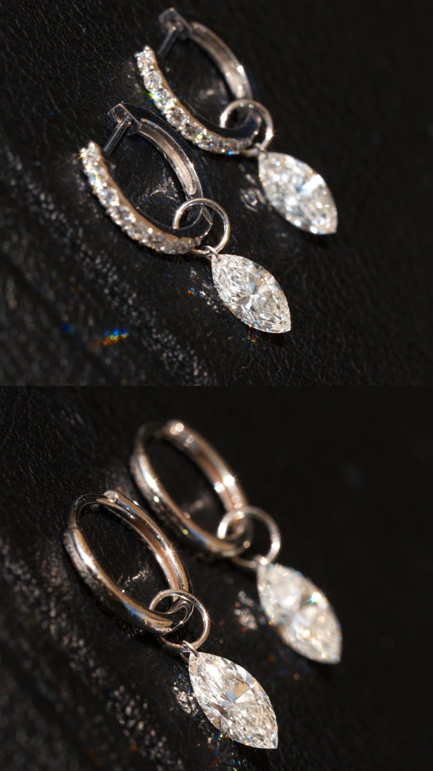 Ruif customized Pirmiana designed Popular style 18K Gold 0.5ct+0.5ct Marquise/Pear Cut Lab Grown Diamond Drop Hoop Earring and Dainty Dangle Hoops For woman and Man Birthday Party Gifts