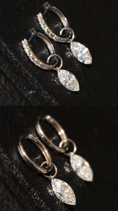 Ruif customized Pirmiana designed Popular style 18K Gold 0.5ct+0.5ct Marquise/Pear Cut Lab Grown Diamond Drop Hoop Earring and Dainty Dangle Hoops For woman and Man Birthday Party Gifts