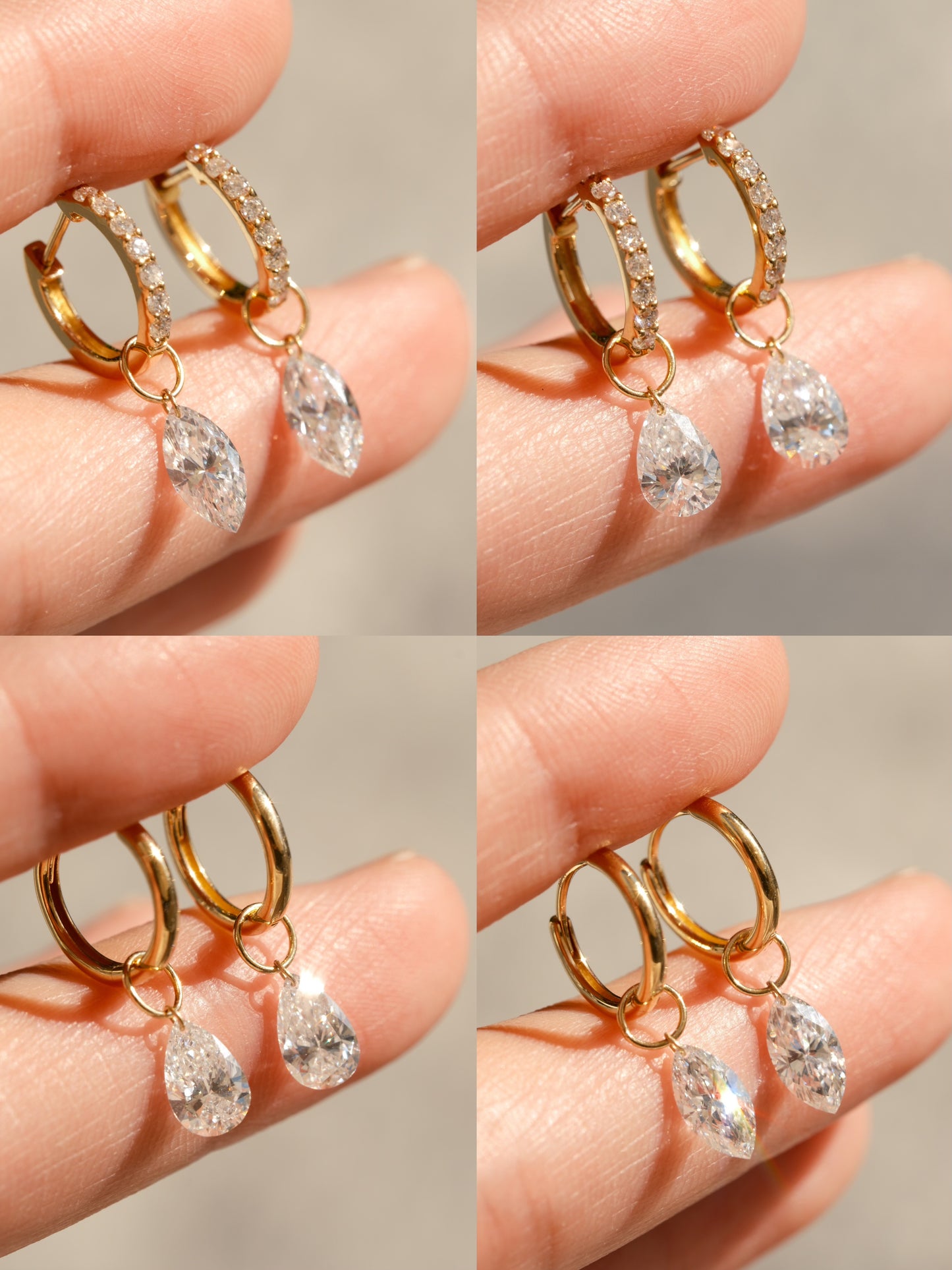 Ruif customized Pirmiana designed Popular style 18K Gold 0.5ct+0.5ct Marquise/Pear Cut Lab Grown Diamond Drop Hoop Earring and Dainty Dangle Hoops For woman and Man Birthday Party Gifts