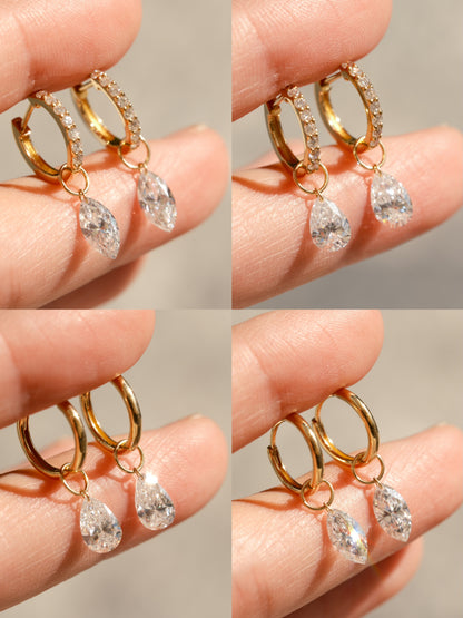 Ruif customized Pirmiana designed Popular style 18K Gold 0.5ct+0.5ct Marquise/Pear Cut Lab Grown Diamond Drop Hoop Earring and Dainty Dangle Hoops For woman and Man Birthday Party Gifts