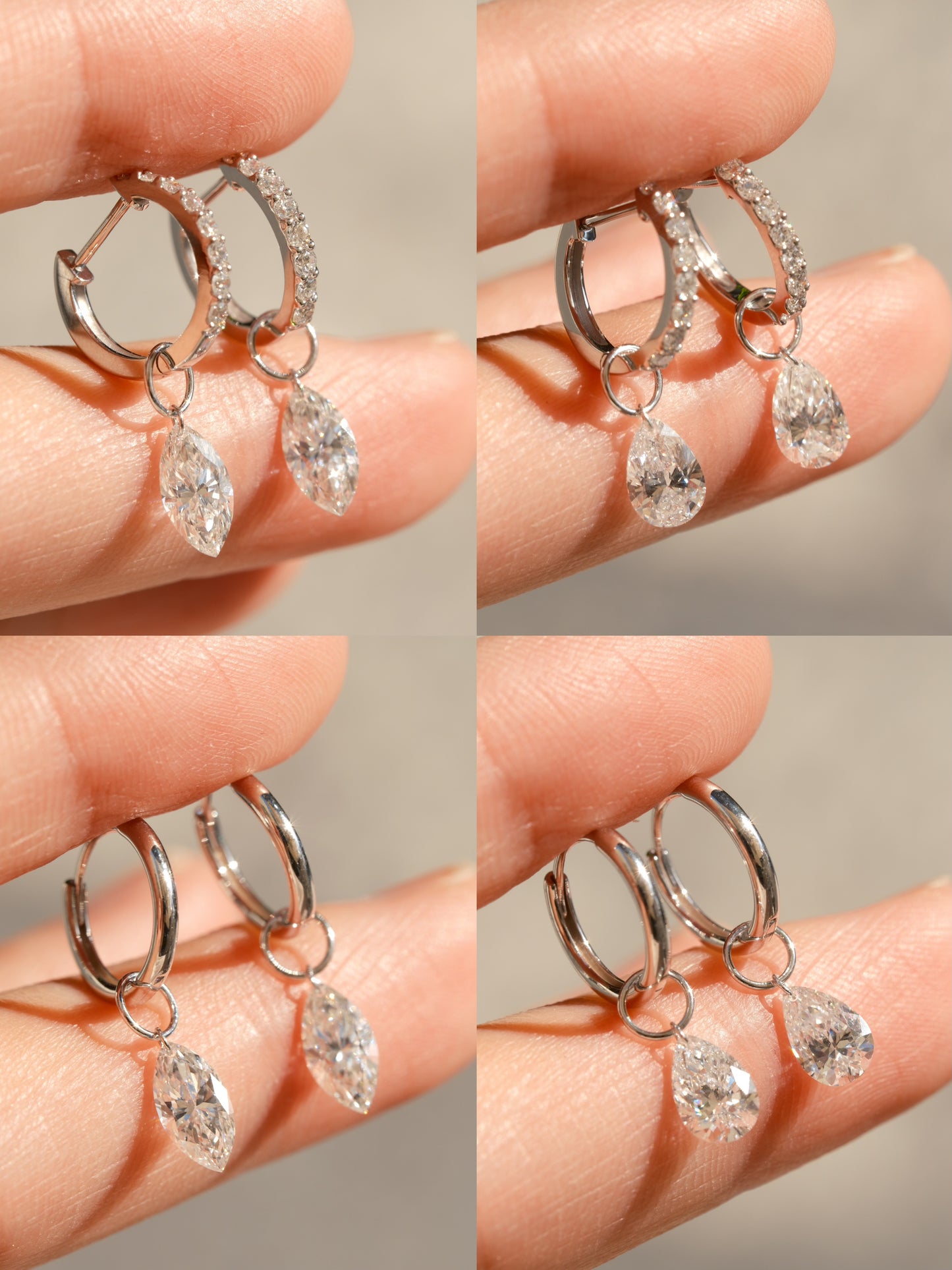 Ruif customized Pirmiana designed Popular style 18K Gold 0.5ct+0.5ct Marquise/Pear Cut Lab Grown Diamond Drop Hoop Earring and Dainty Dangle Hoops For woman and Man Birthday Party Gifts