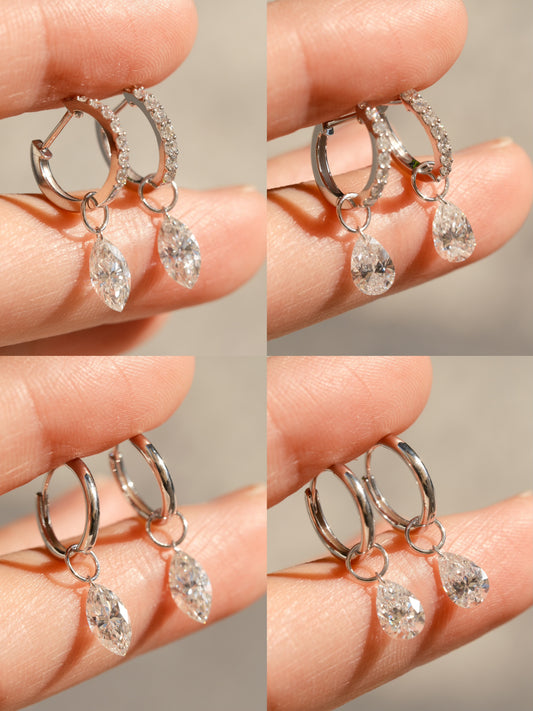 Ruif customized Pirmiana designed Popular style 18K Gold 0.5ct+0.5ct Marquise/Pear Cut Lab Grown Diamond Drop Hoop Earring and Dainty Dangle Hoops For woman and Man Birthday Party Gifts