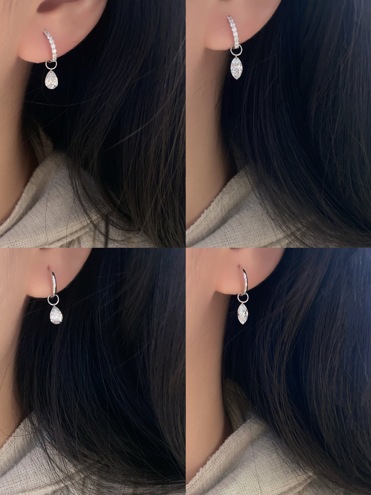 Ruif customized Pirmiana designed Popular style 18K Gold 0.5ct+0.5ct Marquise/Pear Cut Lab Grown Diamond Drop Hoop Earring and Dainty Dangle Hoops For woman and Man Birthday Party Gifts