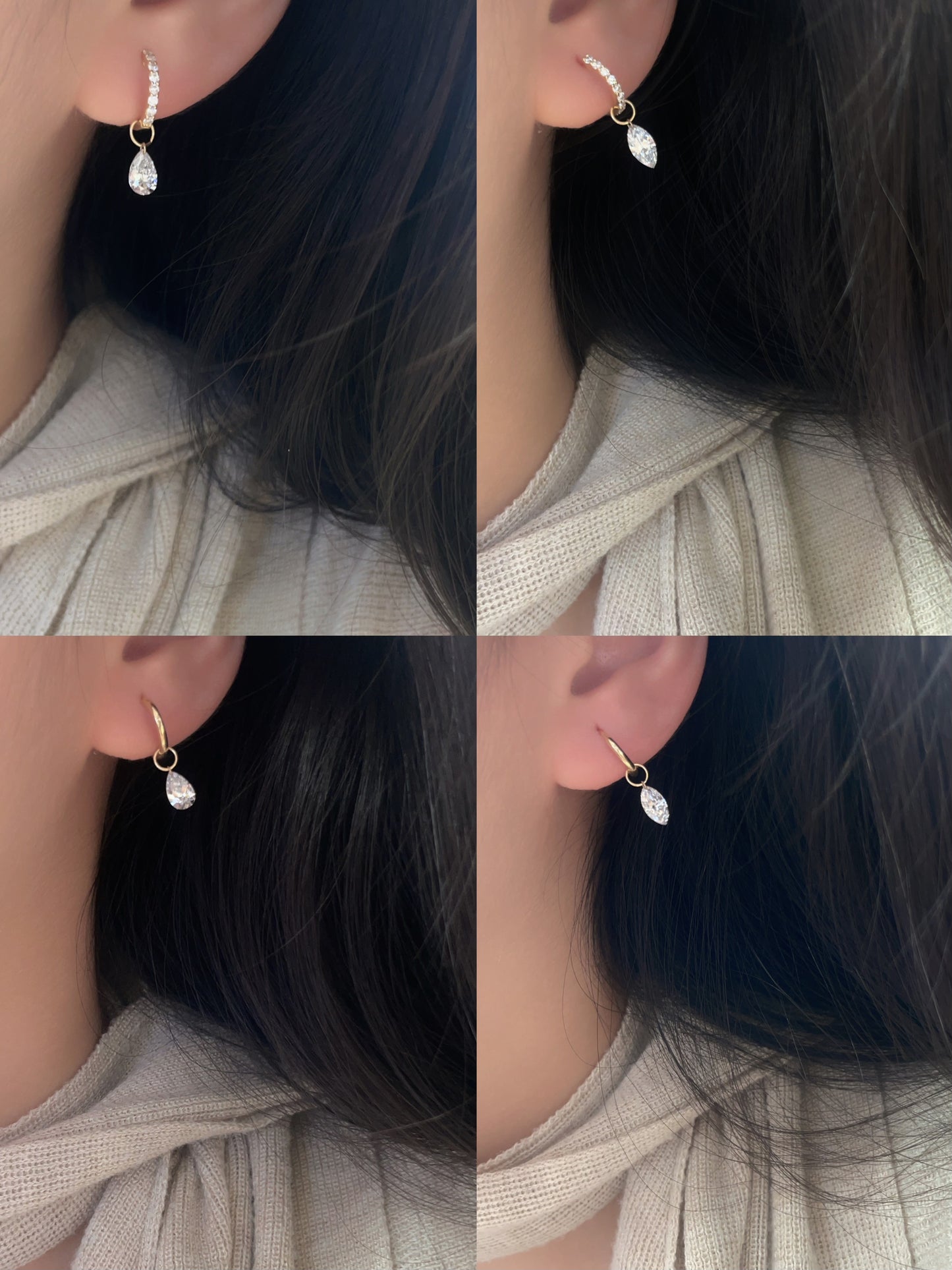 Ruif customized Pirmiana designed Popular style 18K Gold 0.5ct+0.5ct Marquise/Pear Cut Lab Grown Diamond Drop Hoop Earring and Dainty Dangle Hoops For woman and Man Birthday Party Gifts