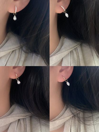 Ruif customized Pirmiana designed Popular style 18K Gold 0.5ct+0.5ct Marquise/Pear Cut Lab Grown Diamond Drop Hoop Earring and Dainty Dangle Hoops For woman and Man Birthday Party Gifts