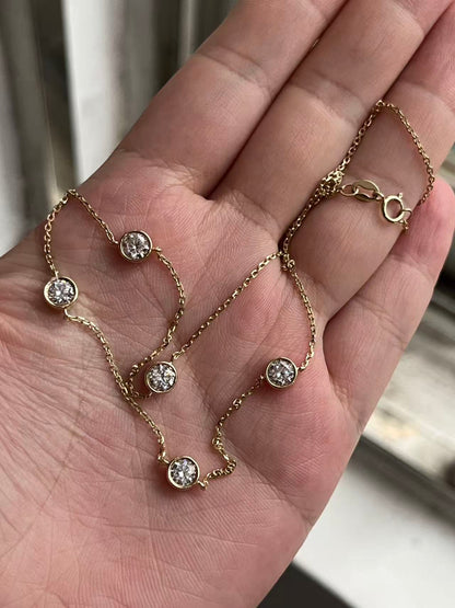Ruif Jewelry 14k yellow gold Lab Grown Diamond Necklace Gemstone Jewelry