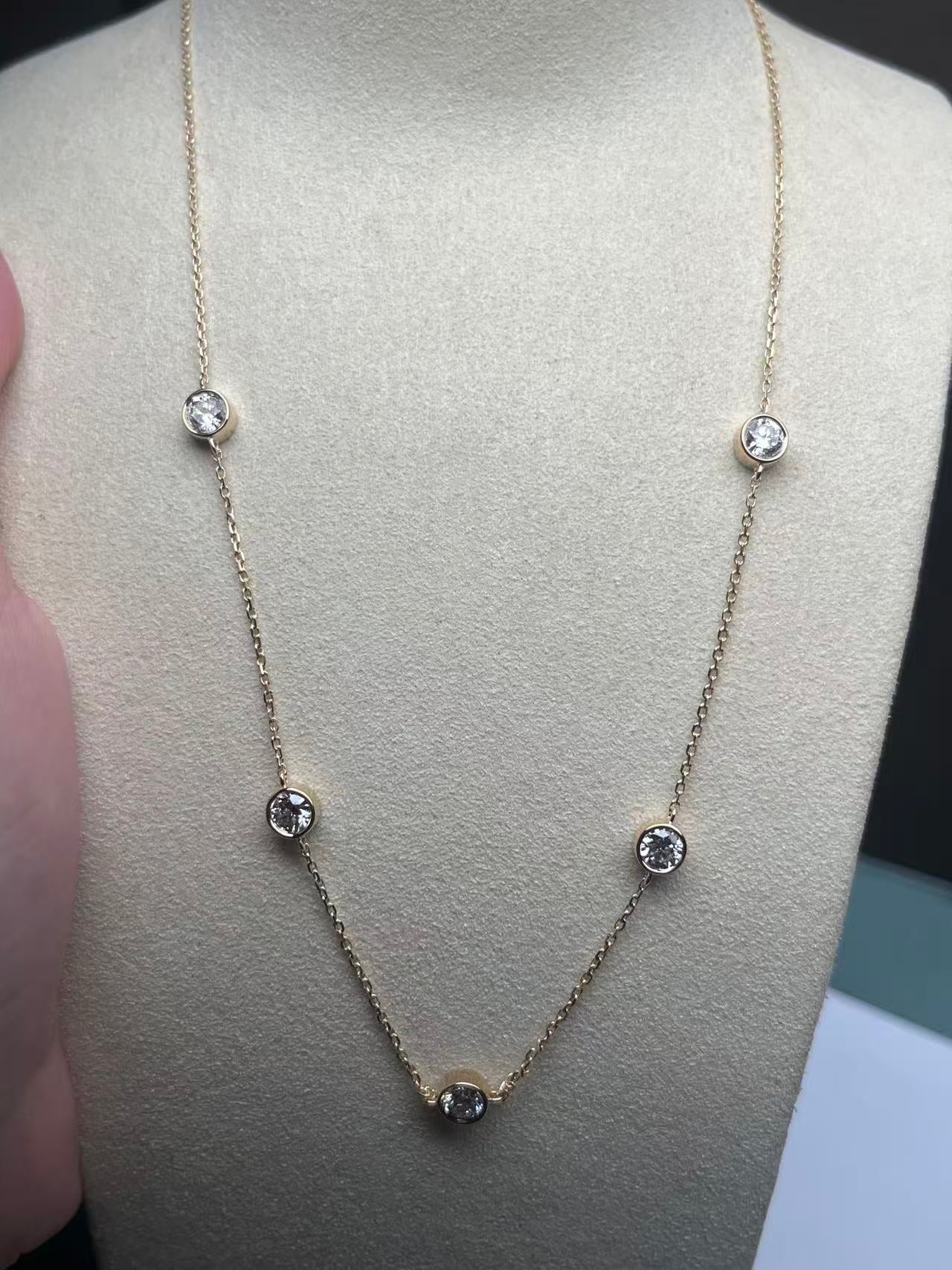 Ruif Jewelry 14k yellow gold Lab Grown Diamond Necklace Gemstone Jewelry