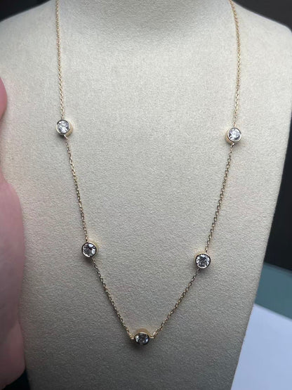 Ruif Jewelry 14k yellow gold Lab Grown Diamond Necklace Gemstone Jewelry