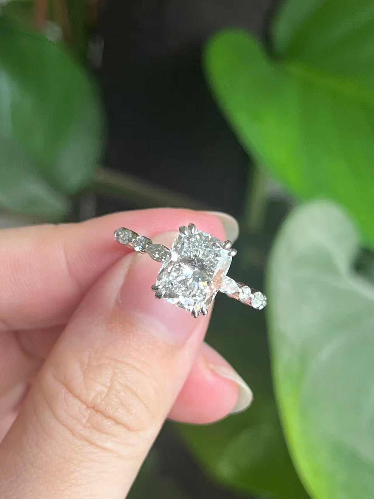 Pirmiana Jewelry Customized 14K White 3ct Lab Grown Diamond Rings Engagement Wedding Band Rings for Women Fine Jewelry