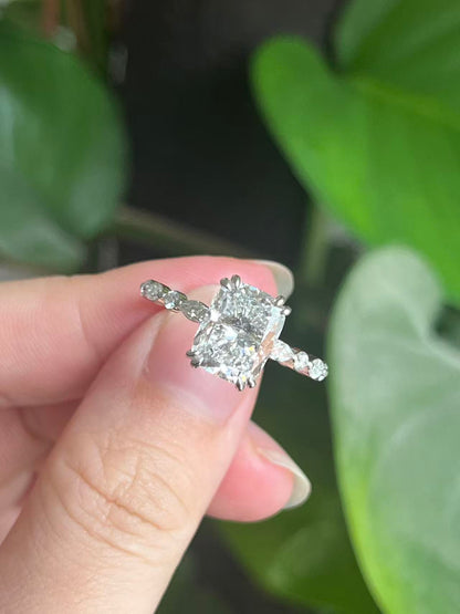 Pirmiana Jewelry Customized 14K White 3ct Lab Grown Diamond Rings Engagement Wedding Band Rings for Women Fine Jewelry