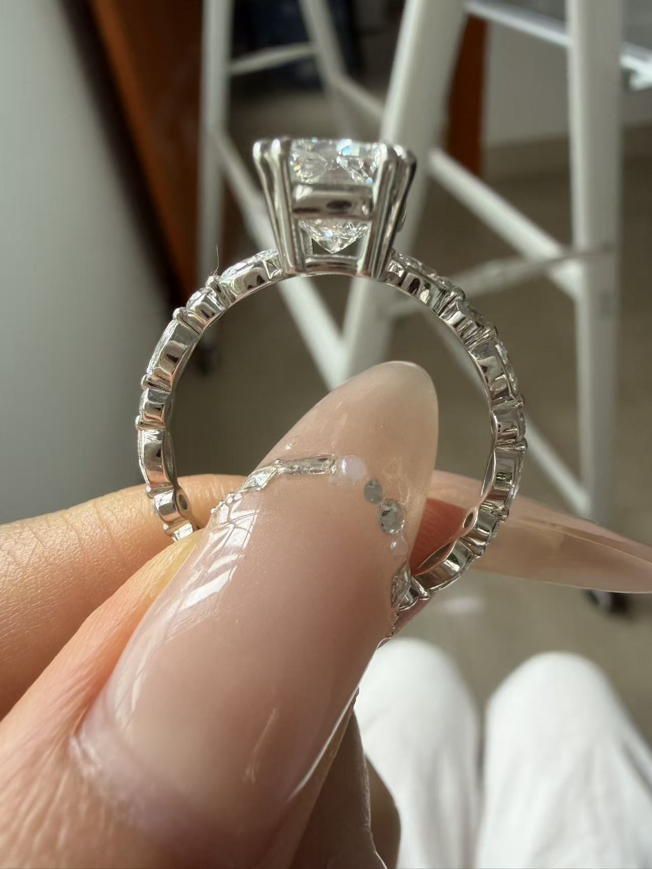 Pirmiana Jewelry Customized 14K White 3ct Lab Grown Diamond Rings Engagement Wedding Band Rings for Women Fine Jewelry