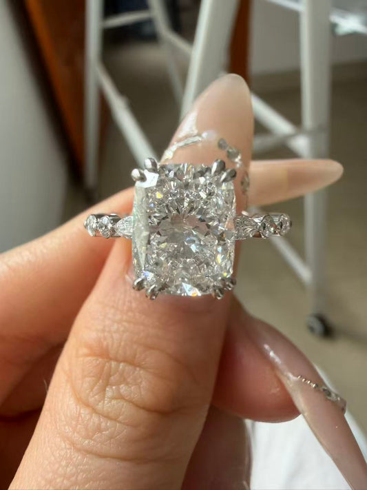 Pirmiana Jewelry Customized 14K White 3ct Lab Grown Diamond Rings Engagement Wedding Band Rings for Women Fine Jewelry
