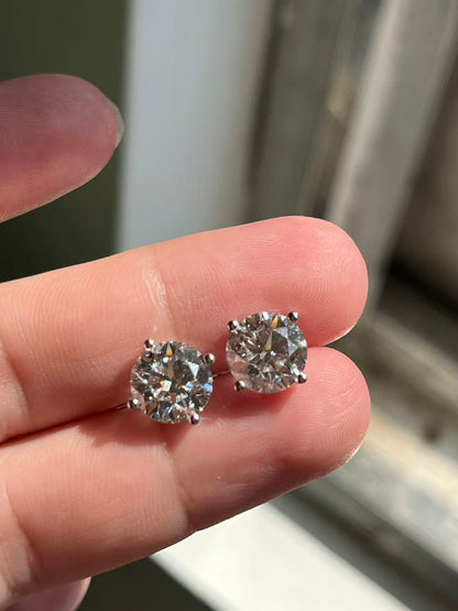 Pirmiana Custom Design 14K White Gold Earrings for Women 2.5ct Each CVD Lab Grown Diamond Jewelry