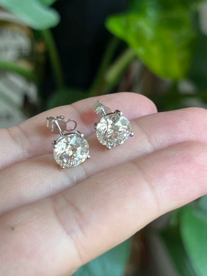 Pirmiana Custom Design 14K White Gold Earrings for Women 2.5ct Each CVD Lab Grown Diamond Jewelry