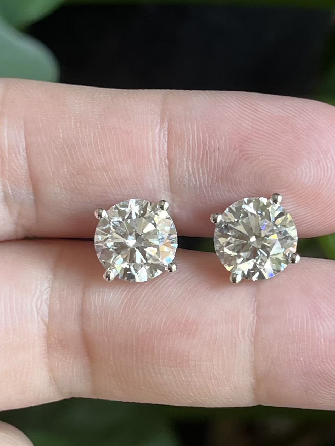 Pirmiana Custom Design 14K White Gold Earrings for Women 2.5ct Each CVD Lab Grown Diamond Jewelry