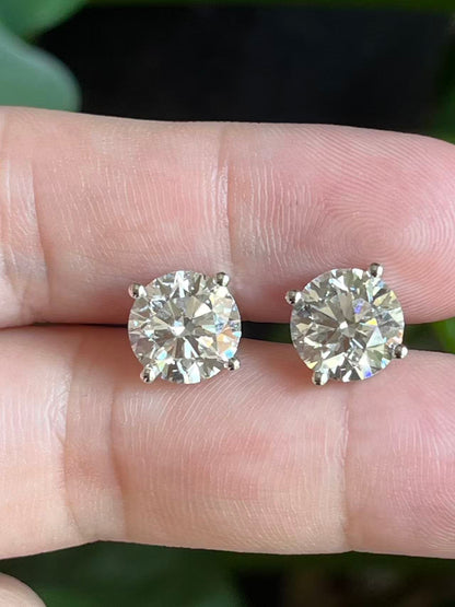 Pirmiana Custom Design 14K White Gold Earrings for Women 2.5ct Each CVD Lab Grown Diamond Jewelry