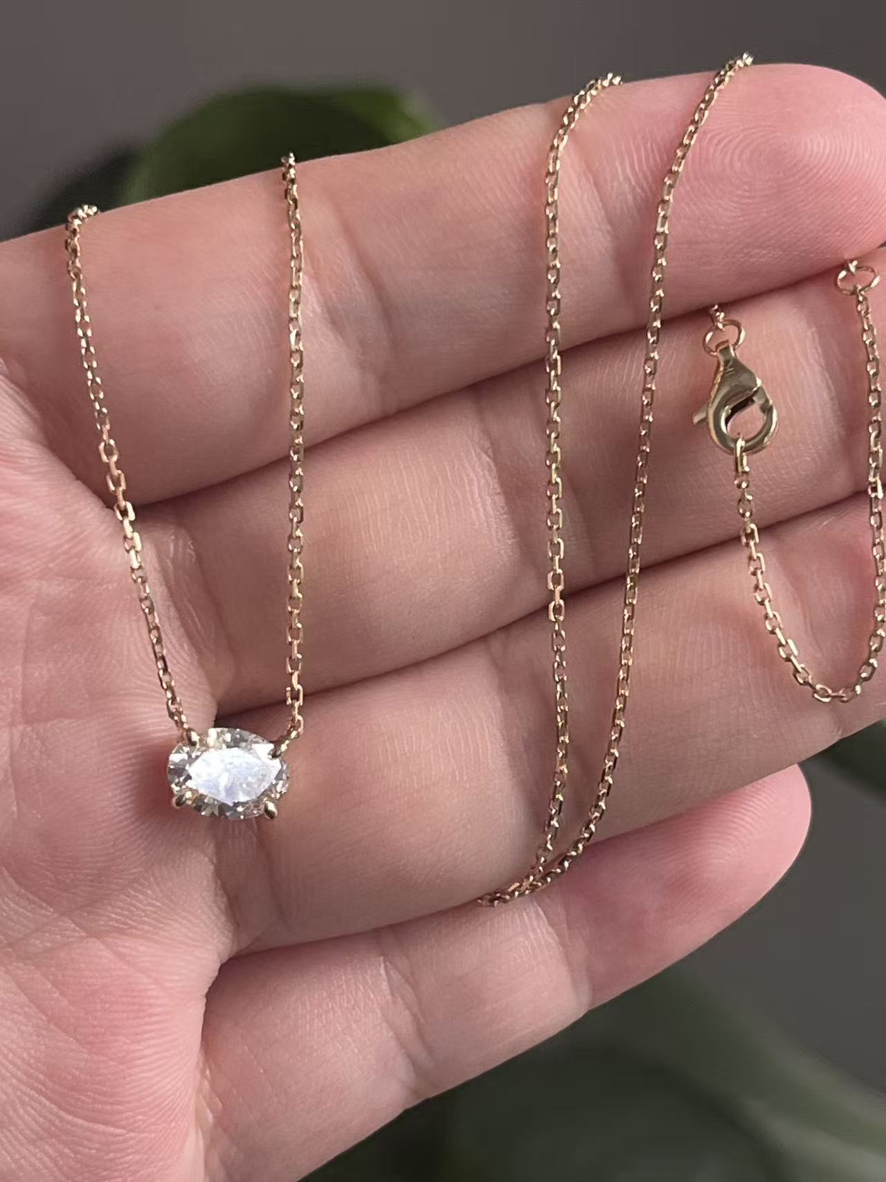 Ruif Jewelry 10k yellow gold Lab Grown Diamond Necklace Gemstone Jewelry