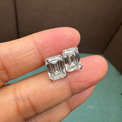 Pirmiana Classic 18k White Gold 3.0ct each Emerald Cut Lab Grown Diamond Earring Studs