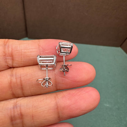 Pirmiana Classic 18k White Gold 3.0ct each Emerald Cut Lab Grown Diamond Earring Studs
