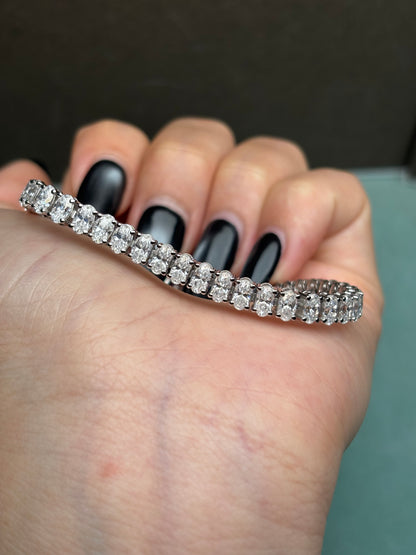 Pirmiana New Fashion Classic Moissanite Oval 3x5MM 146MM Tennis Bracelet S925 Silver Jewelry Party Gift