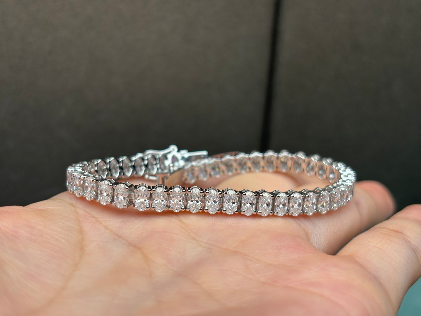Pirmiana New Fashion Classic Moissanite Oval 3x5MM 146MM Tennis Bracelet S925 Silver Jewelry Party Gift