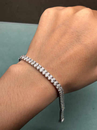 Pirmiana New Fashion Classic Moissanite Oval 3x5MM 146MM Tennis Bracelet S925 Silver Jewelry Party Gift