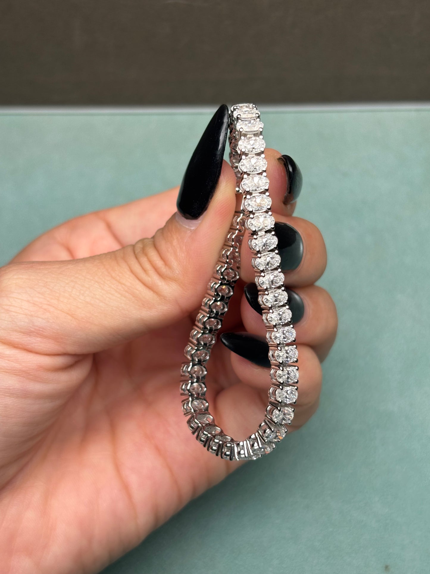 Pirmiana New Fashion Classic Moissanite Oval 3x5MM 146MM Tennis Bracelet S925 Silver Jewelry Party Gift