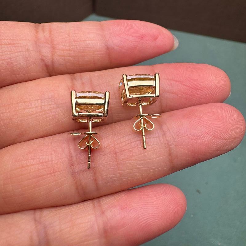Pirmiana Custom Design 18k Yellow Gold total 6.11ct each  Lab Grown Yellow Diamond Earring Studs