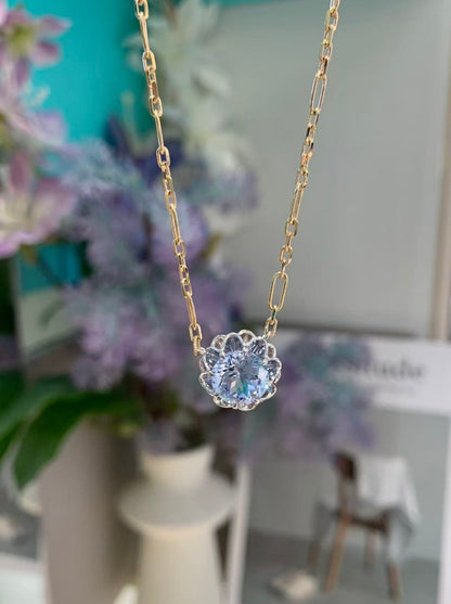 Pirmiana Jewelry Customized 18k Yellow Gold 3ct Lab Grown Cornflower Necklace for Women Party Gift
