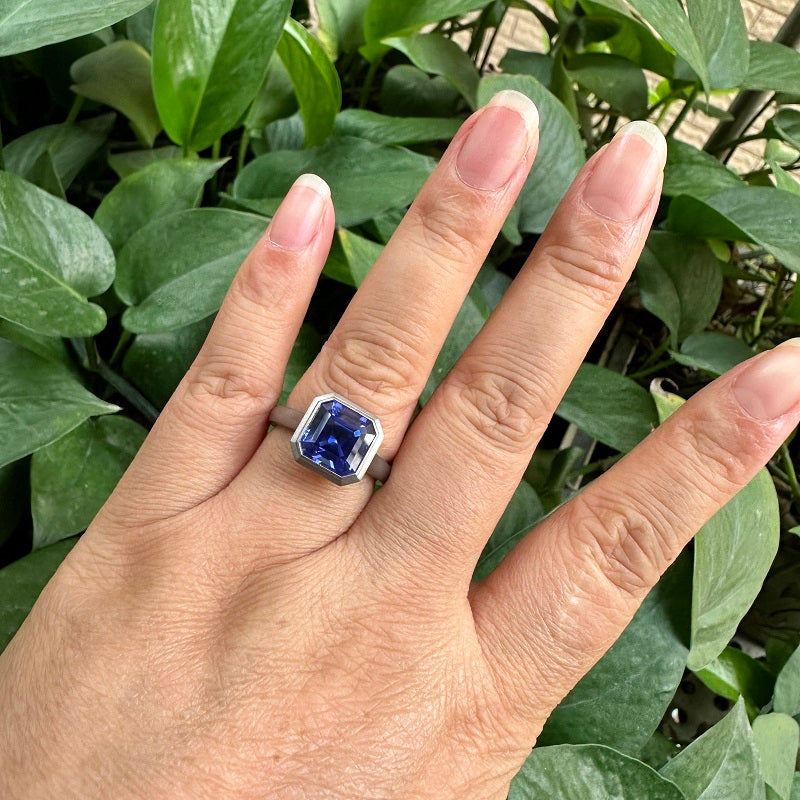 Pirmiana New Design Titanium Ring with 3ct Asscher Cut Lab Grown Emerald Single Stone Ring Design