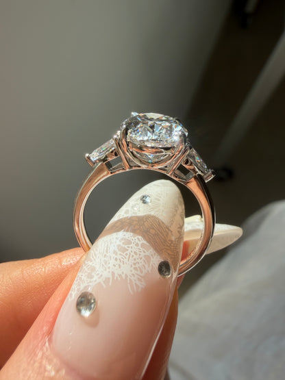 Pirmiana Jewelry Customized 14K Gold 3ct Lab Grown Diamond Three Stone Engagement Rings for Women Fine Jewelry