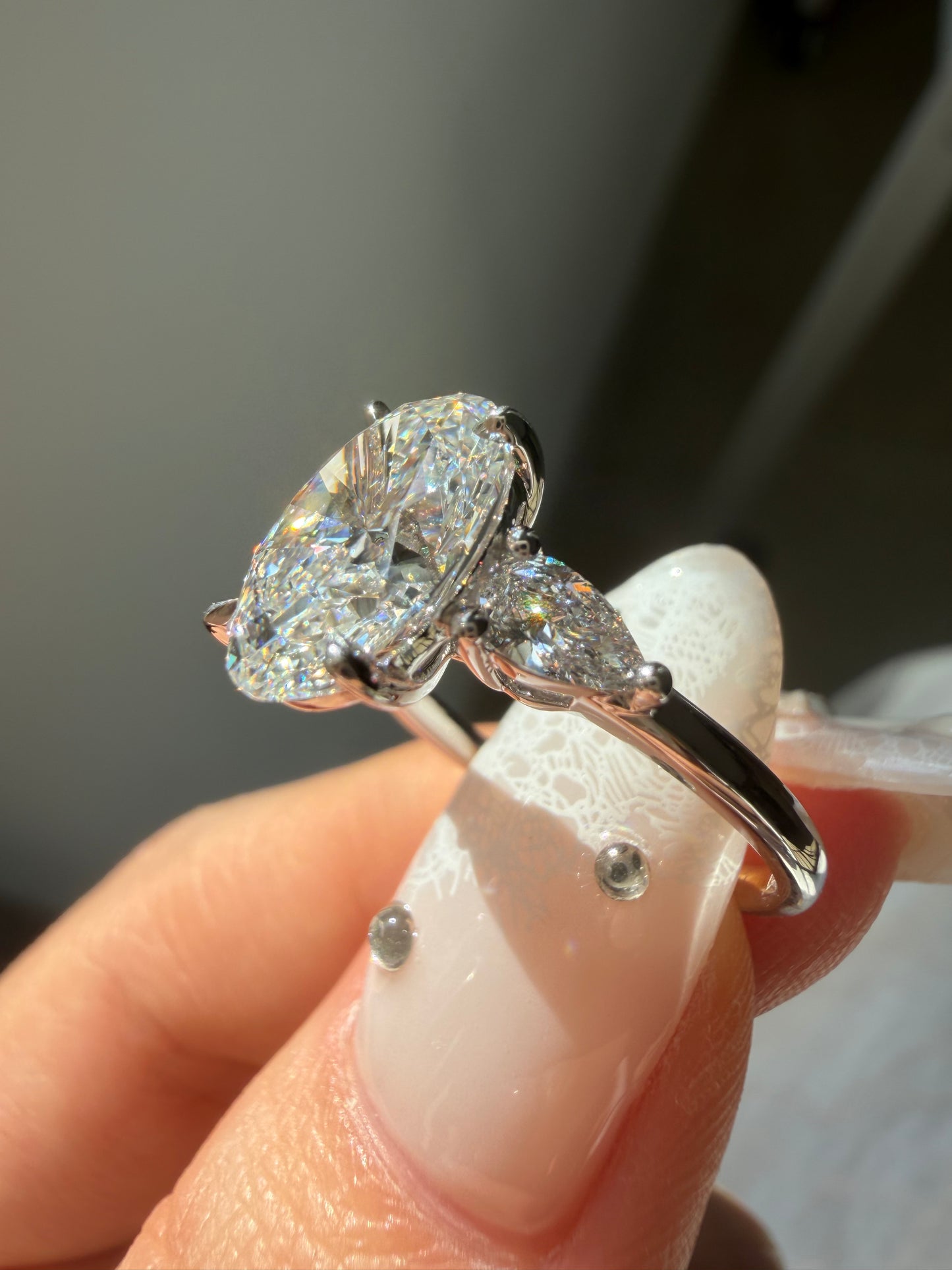 Pirmiana Jewelry Customized 14K Gold 3ct Lab Grown Diamond Three Stone Engagement Rings for Women Fine Jewelry
