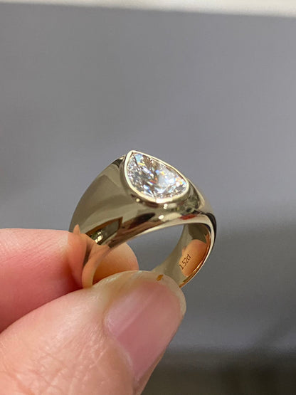 Ruif custom making 14k yellow gold 1.5ct D VS1 lab grown diamond ring vintage neutral
