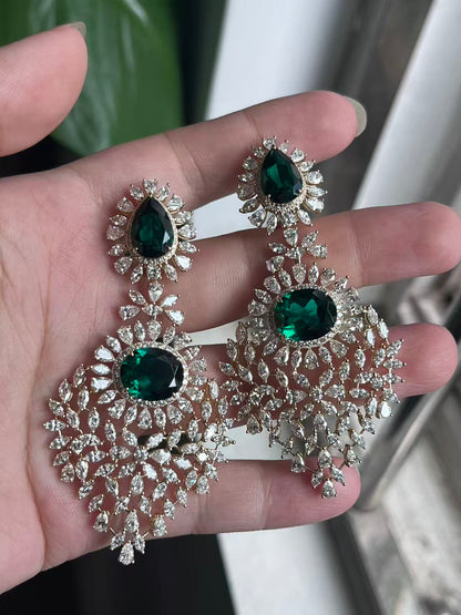 Pirmiana Hot Sale 8x12 mm total 14ct Lab Grown Emerald Earrings 14K Yellow Gold Girlfriend Gift