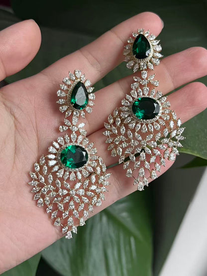 Pirmiana Hot Sale 8x12 mm total 14ct Lab Grown Emerald Earrings 14K Yellow Gold Girlfriend Gift