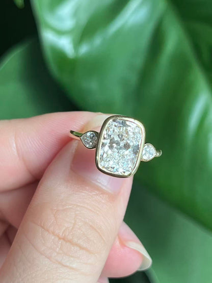 Pirmiana Jewelry Custom Design Ruif Jewelry Classic Design  18k yellow gold 3ct cushion shaped Lab Grown Diamond Ring Engagement Wedding Band Rings for Women Fine Jewelry