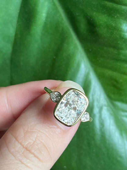 Pirmiana Jewelry Custom Design Ruif Jewelry Classic Design  18k yellow gold 3ct cushion shaped Lab Grown Diamond Ring Engagement Wedding Band Rings for Women Fine Jewelry