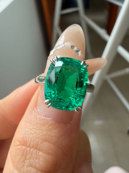 Pirmiana Hot Sale Classic Design Lab Grown Emerald 9K Gold Rings 9x11MM 3.5ct Top Quality Lab Grown Emerald For Girlfriend Gift
