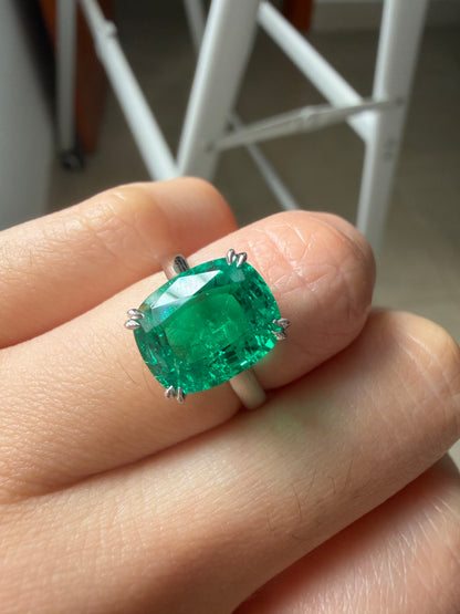 Pirmiana Hot Sale Classic Design Lab Grown Emerald 9K Gold Rings 9x11MM 3.5ct Top Quality Lab Grown Emerald For Girlfriend Gift