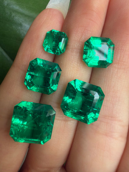 Pirmiana  0.5-12.35ct Asscher Cut Lab Grown Emeralds Loose Gemstones for Jewelry Making