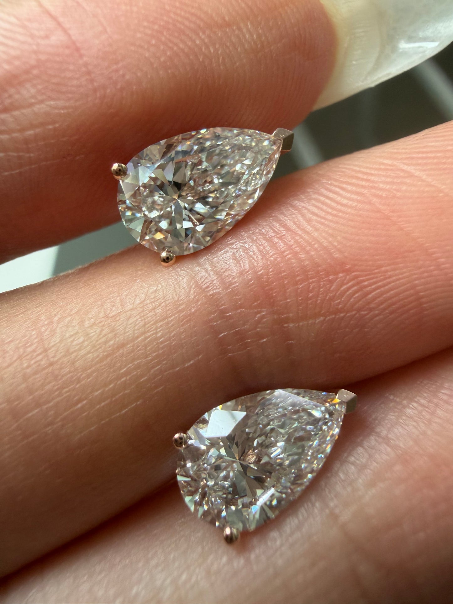 Pirmiana Custom Design 18K Rose Gold Earrings for Women 1.5ct Each Pear Shape CVD Lab Grown Diamond Jewelry