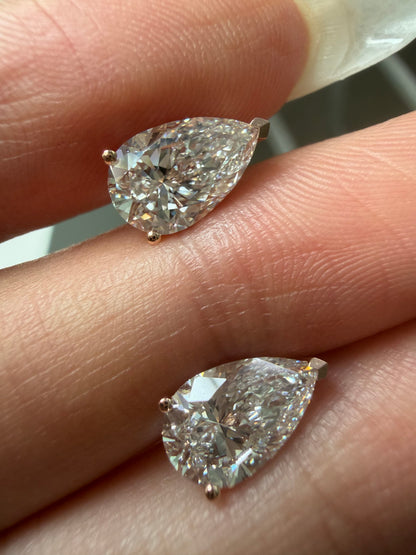 Pirmiana Custom Design 18K Rose Gold Earrings for Women 1.5ct Each Pear Shape CVD Lab Grown Diamond Jewelry
