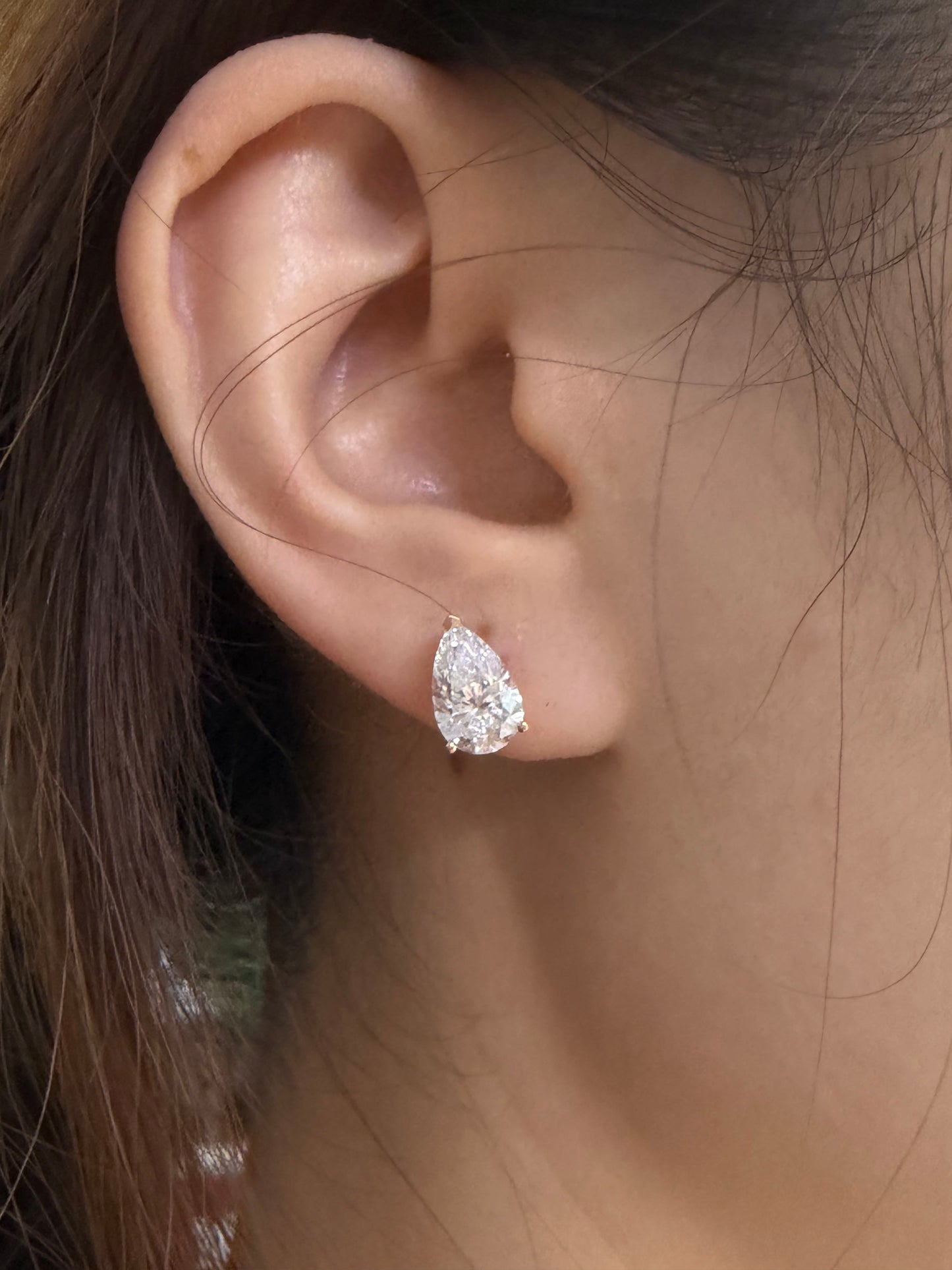 Pirmiana Custom Design 18K Rose Gold Earrings for Women 1.5ct Each Pear Shape CVD Lab Grown Diamond Jewelry