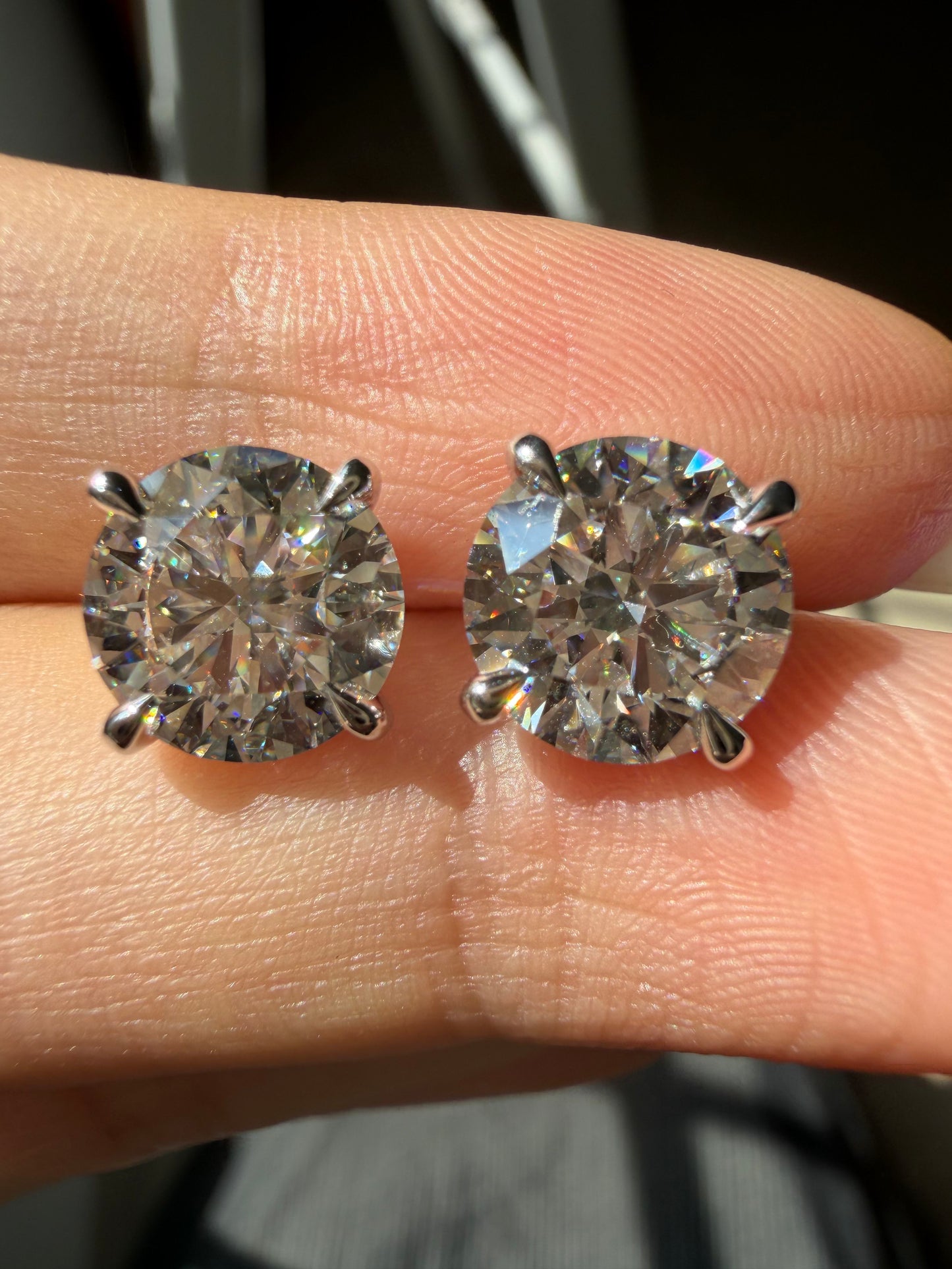 Pirmiana Custom Design 18K White Gold Earrings Stubs for Women Daily Wear 2.5ct Each Round Shape CVD Lab Grown Diamond Jewelry