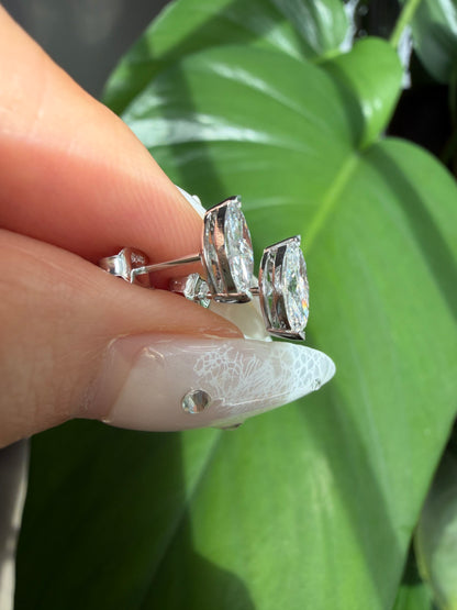 Pirmiana Custom Design 18K White Gold Earrings Stubs for Women Daily Wear 0.7CT Each Marquise Shape Lab Grown Diamond Jewelry