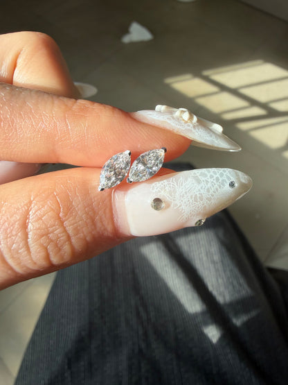 Pirmiana Custom Design 18K White Gold Earrings Stubs for Women Daily Wear 0.7CT Each Marquise Shape Lab Grown Diamond Jewelry