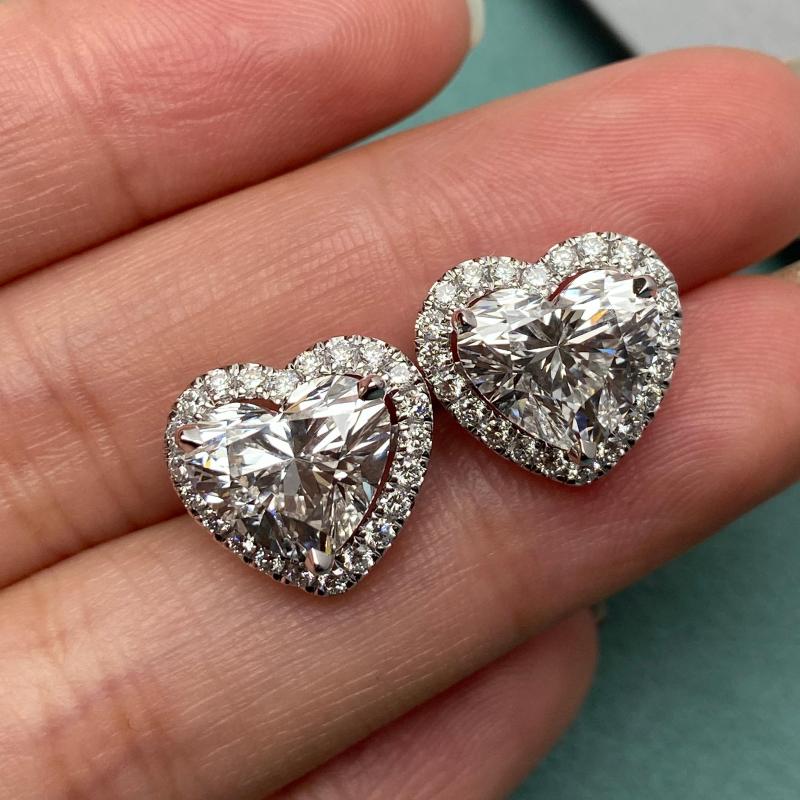 Primiana 2025 New Classic Style 14K Heart Shape 2.7ct Each Diamond IGI Certificate  Earrings Girlfriend Gift