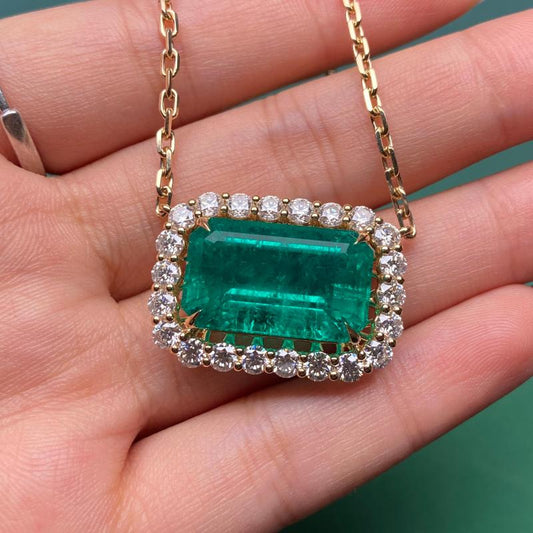 Primiana 2025 New Classic Style14K Emerald Shape12.86ct Necklace 2.25mm 40+5CM Chain Girlfriend Gift