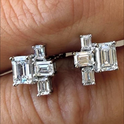 Primiana 2025 Hot Sale Special Design 18K Each Main Stone 0.75 CT Emerald Shape Earrings Lab Diamond Girlfriend Gift